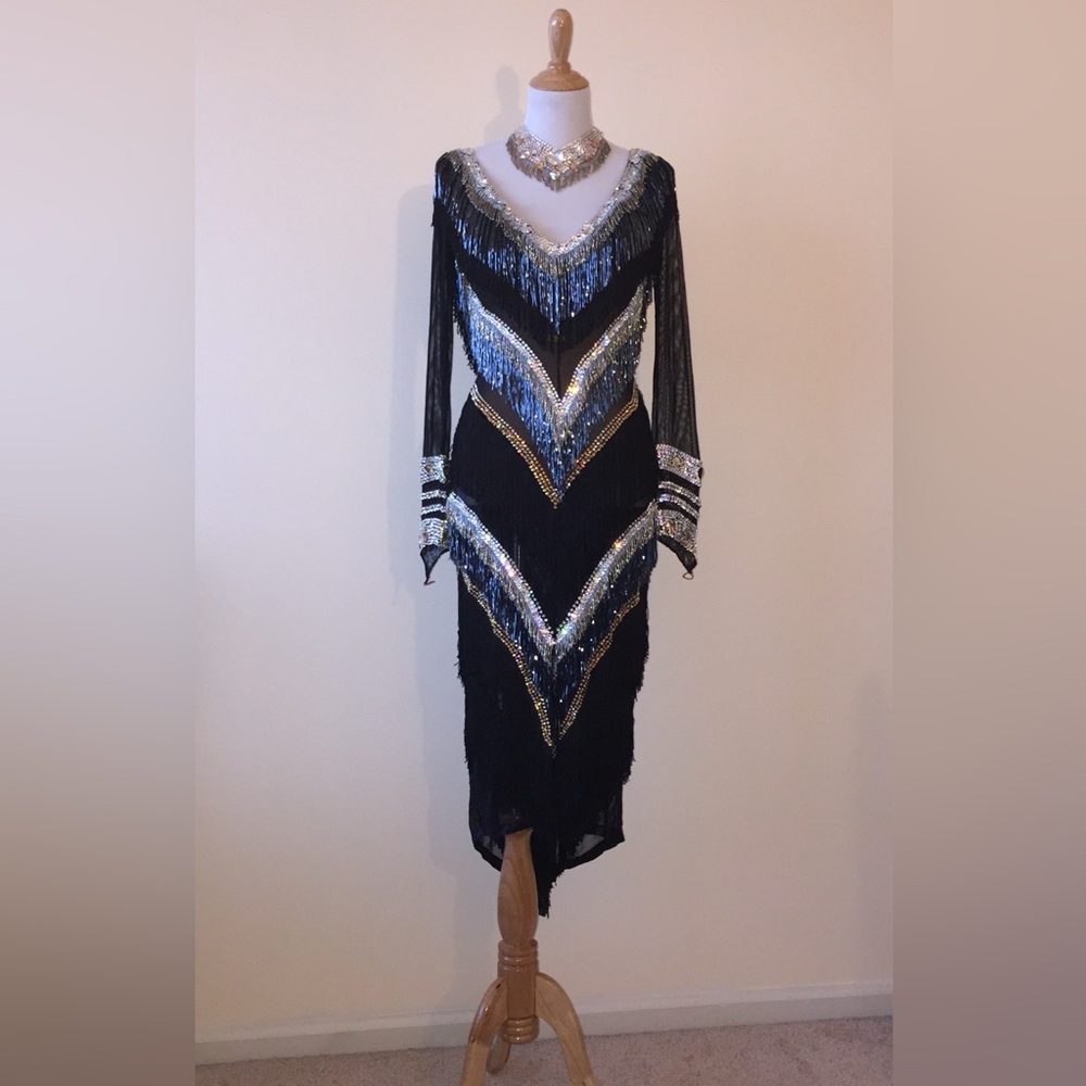 New!!! Swarovski midi /latin dress, S/M